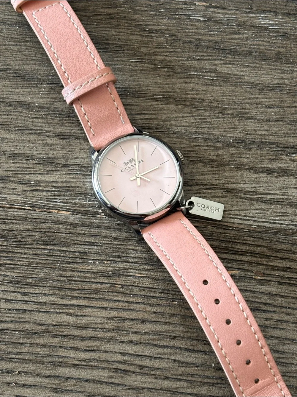 COACH Women's Ruby Quartz Watch - Blush Pink Silver Tone 32mm EUC